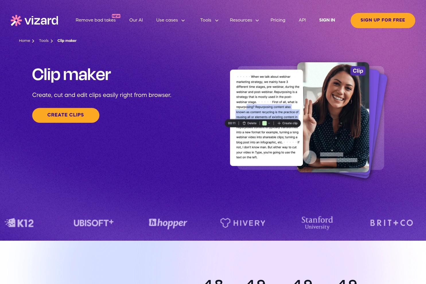 Vizard.ai website screenshot
