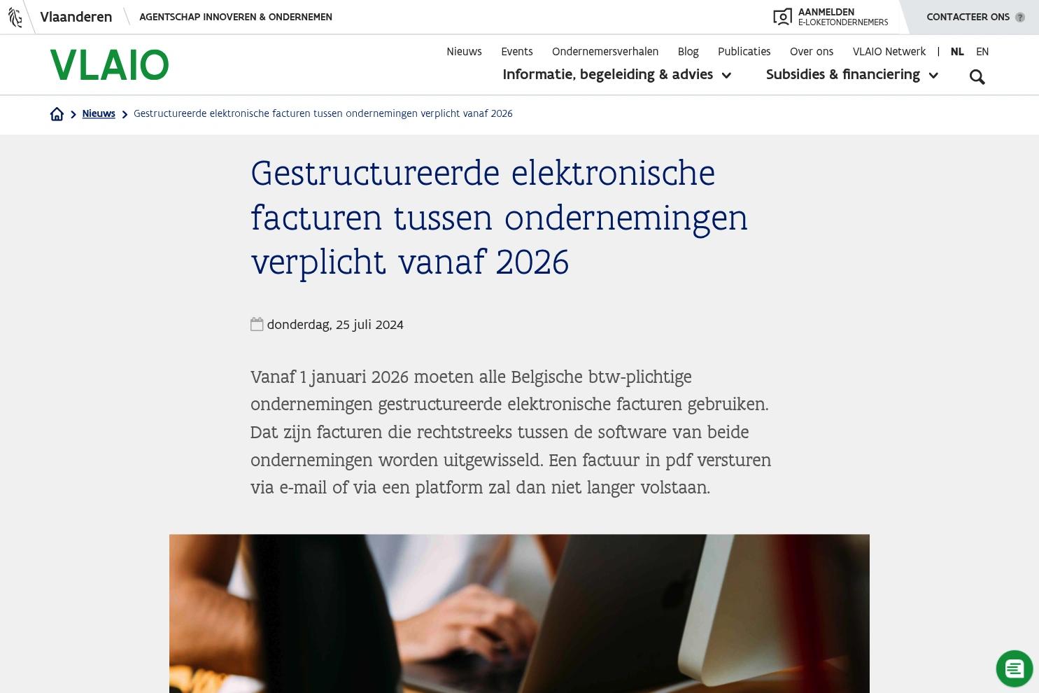 VLAIO website screenshot