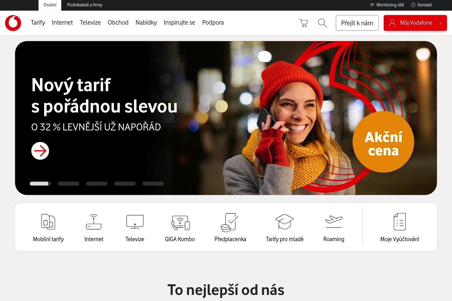 Vodafone CZ website screenshot
