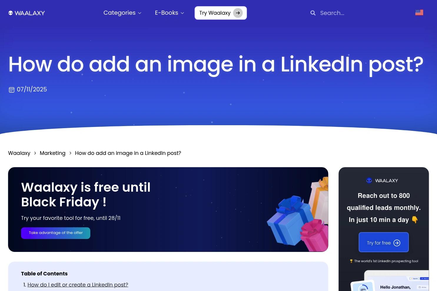 Waalaxy website screenshot