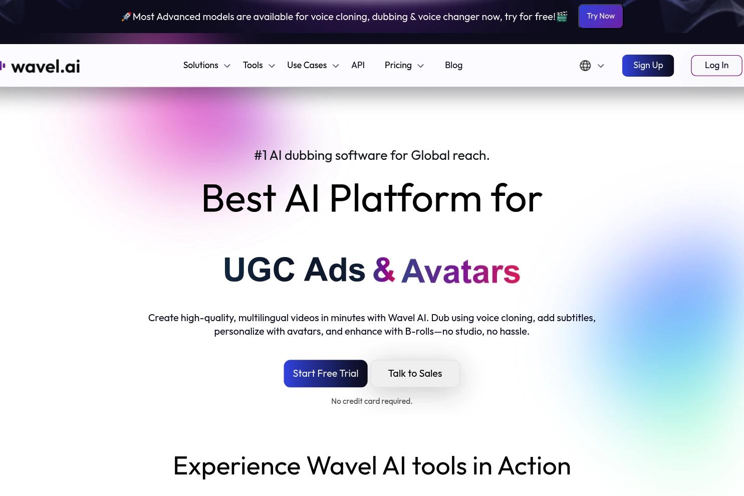 Wavel AI website screenshot