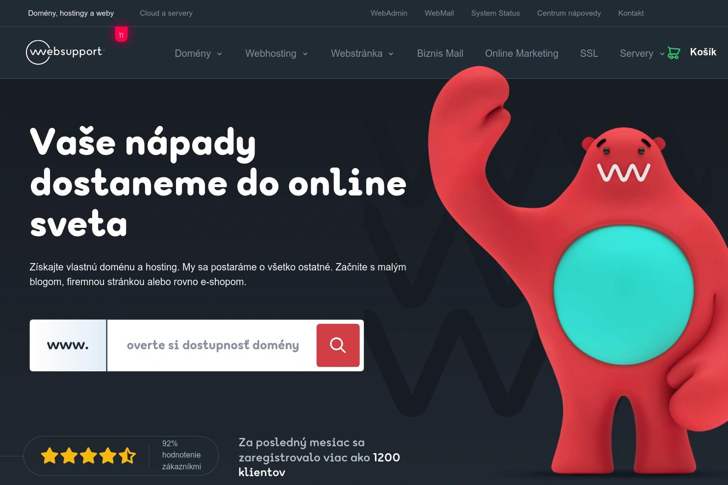 Websupport website screenshot