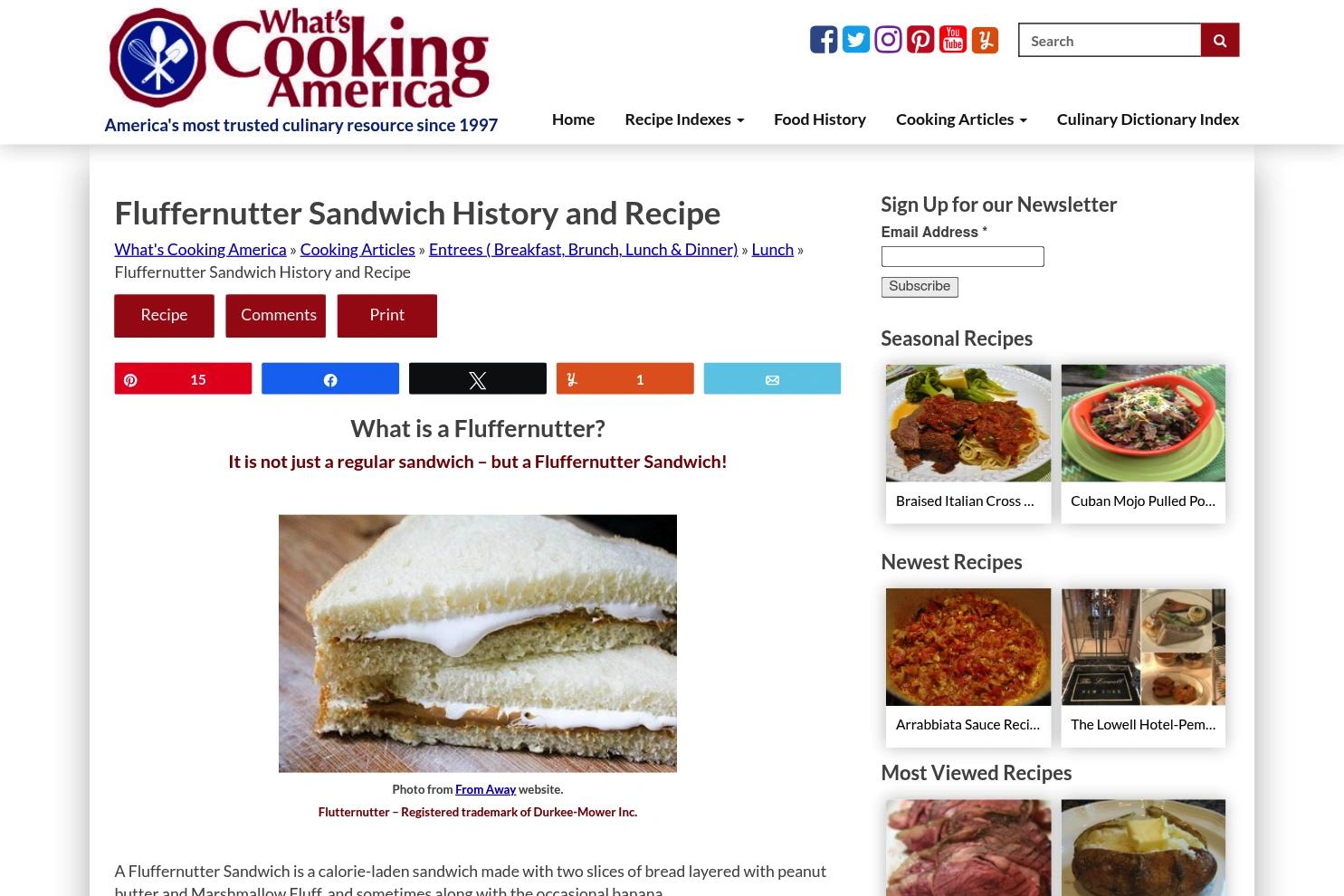 What's Cooking America website screenshot