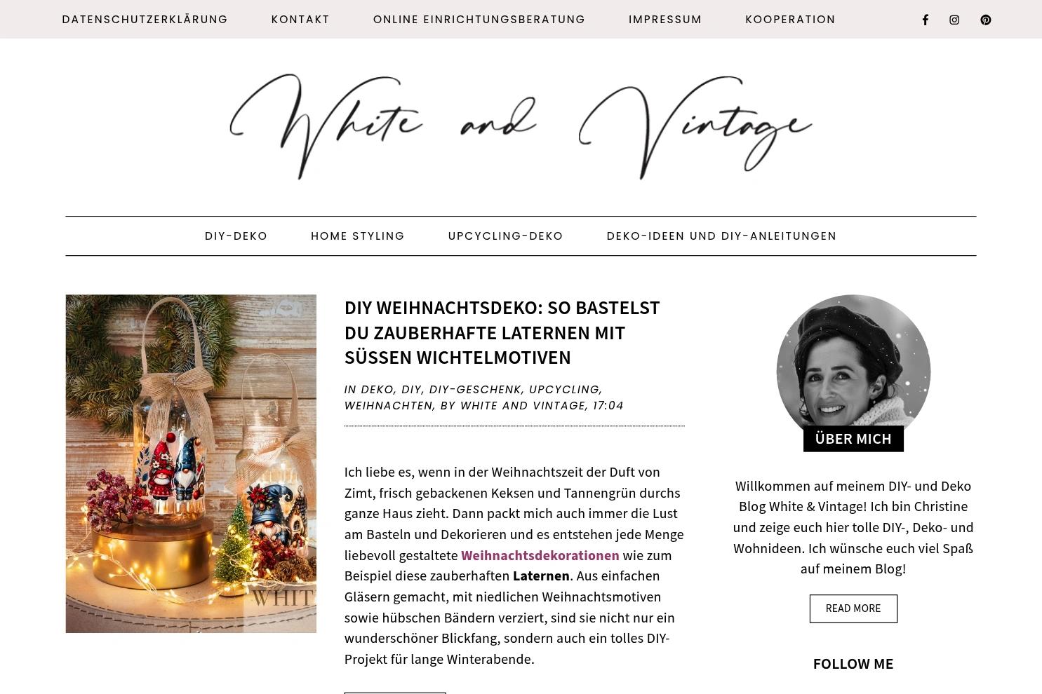 White and Vintage website screenshot