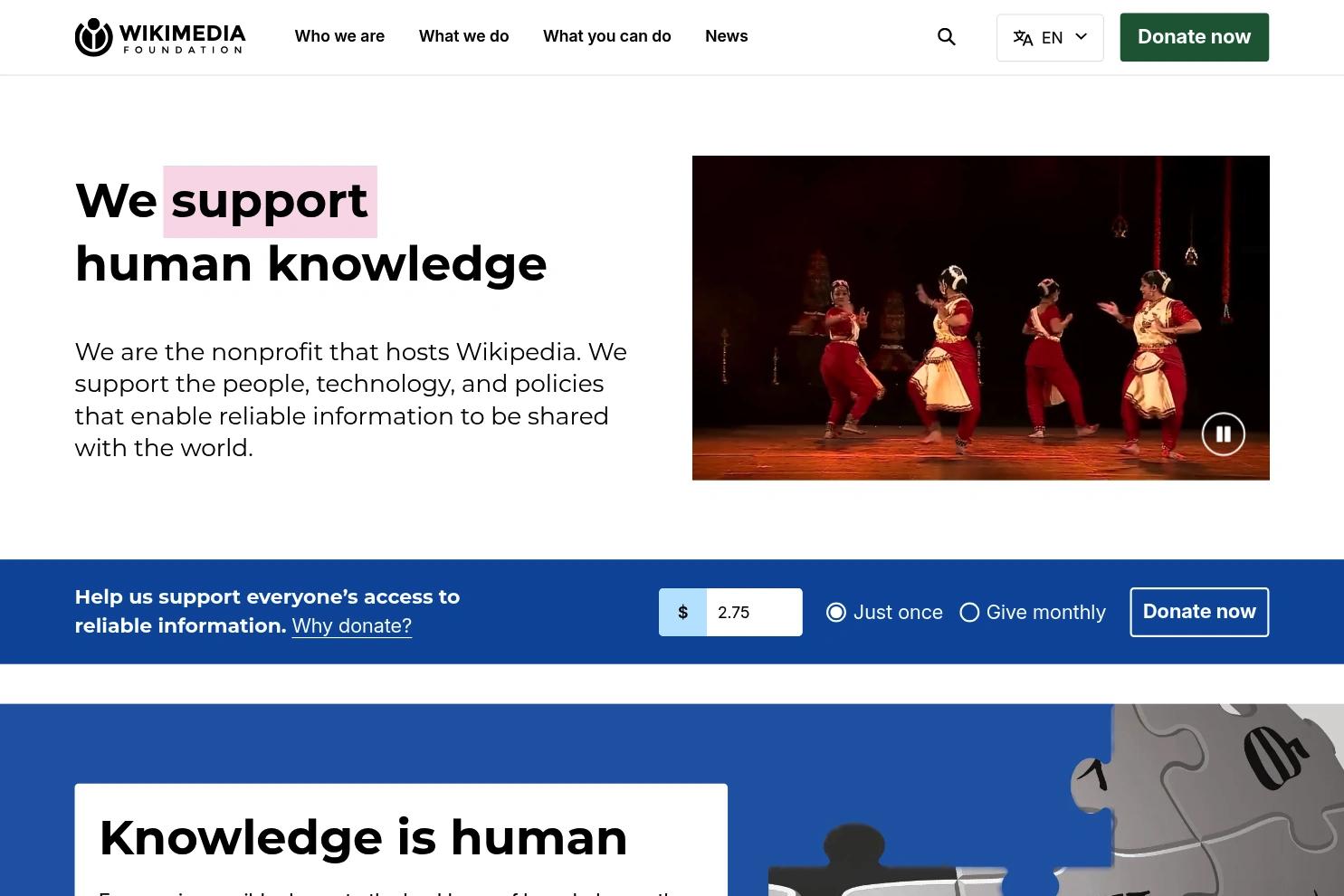 Wikimedia Foundation website screenshot