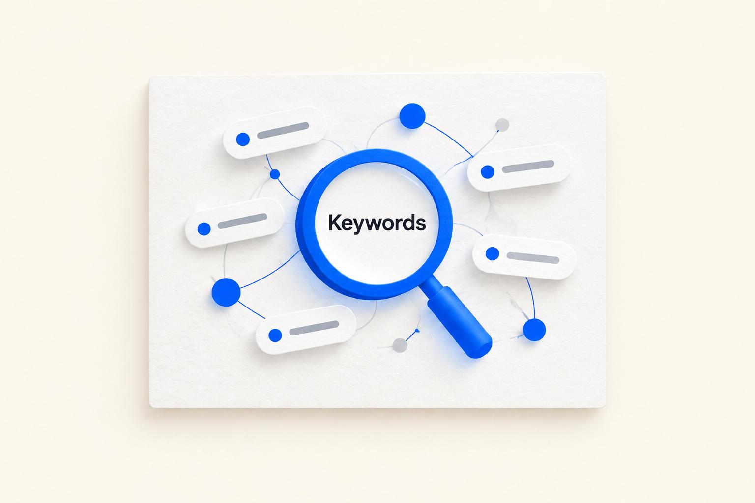 Editorial panel of a search lens over keyword chips