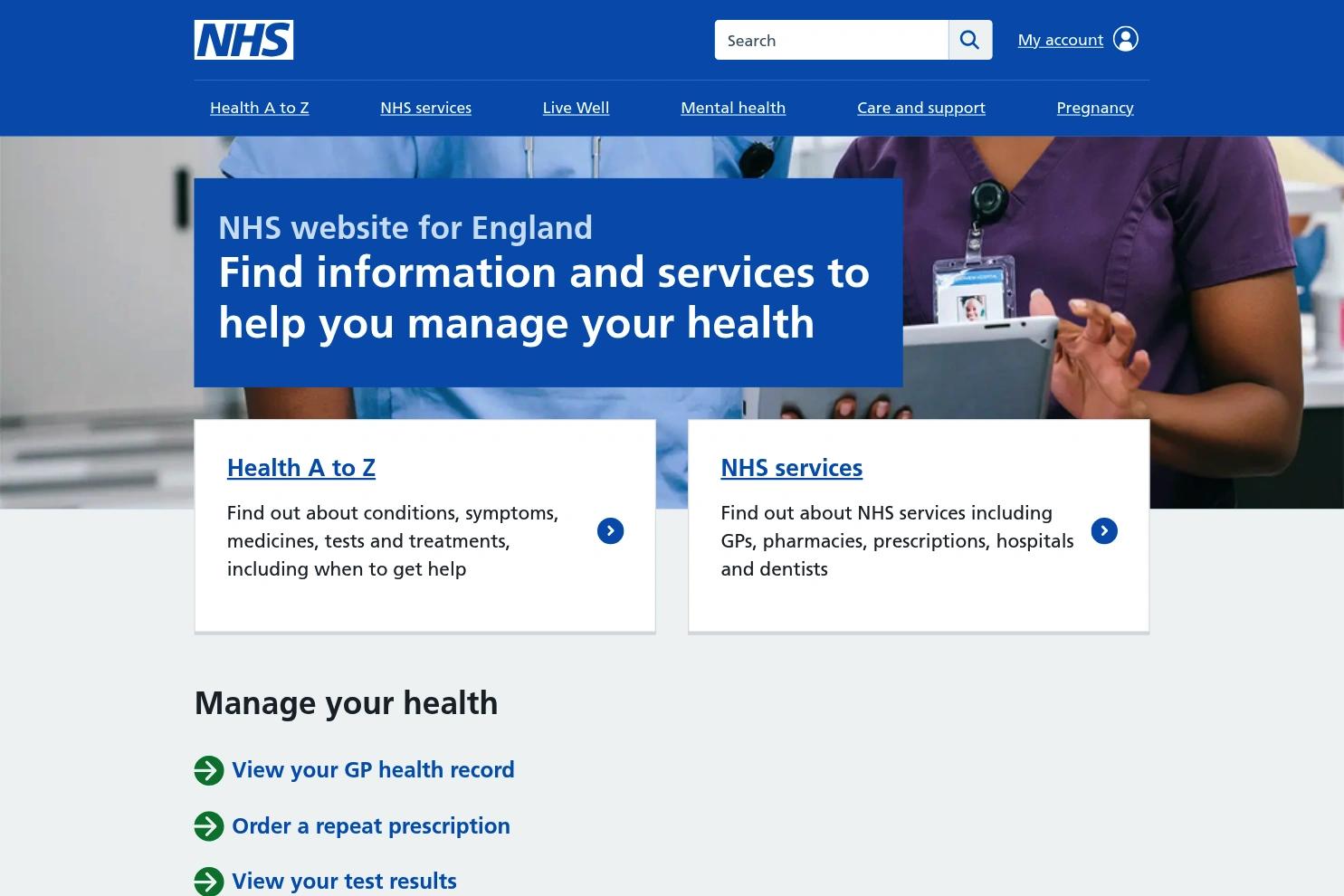 NHS website for England