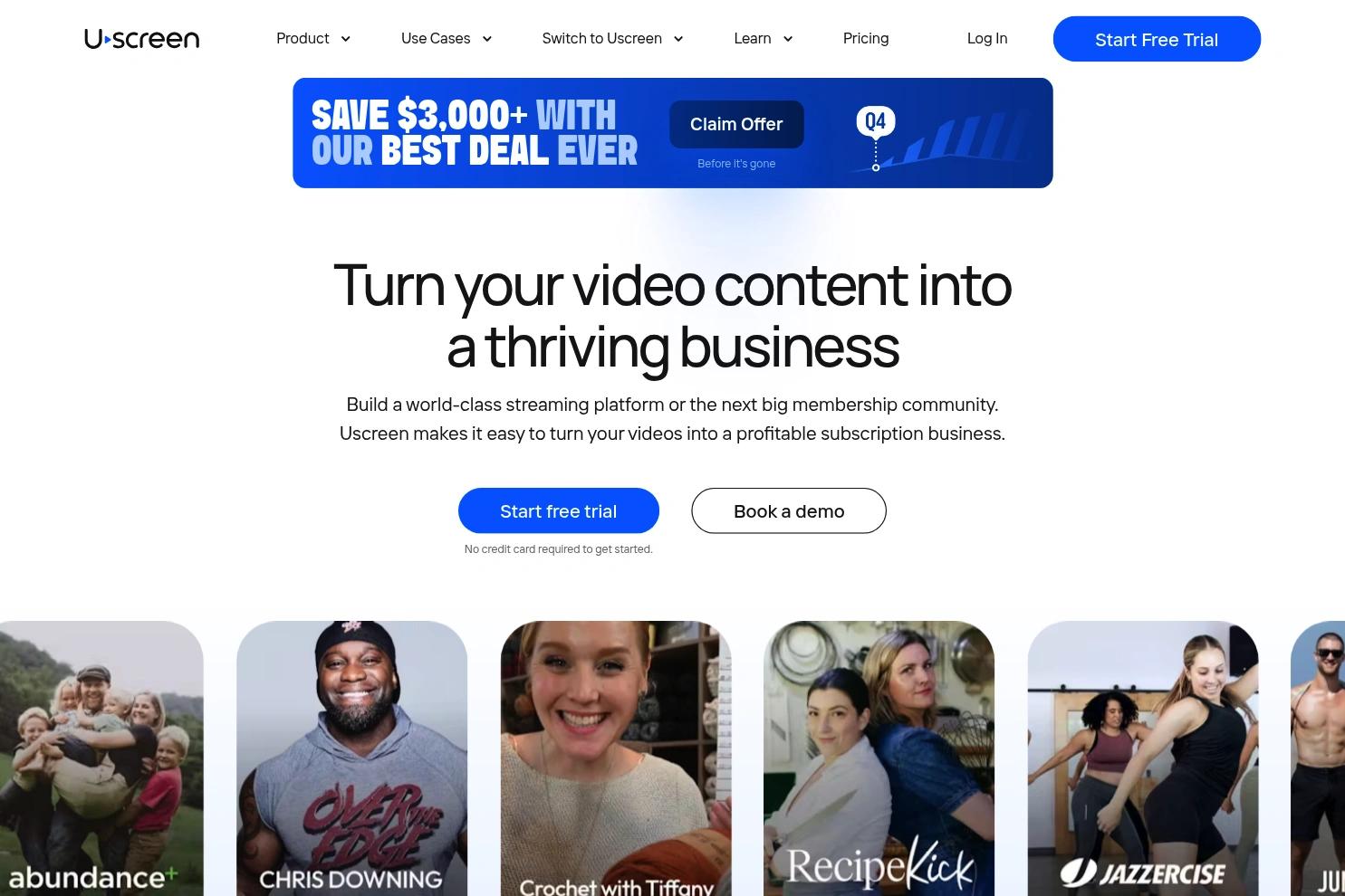 Uscreen website screenshot